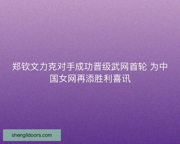 郑钦文力克对手成功晋级武网首轮 为中国女网再添胜利喜讯